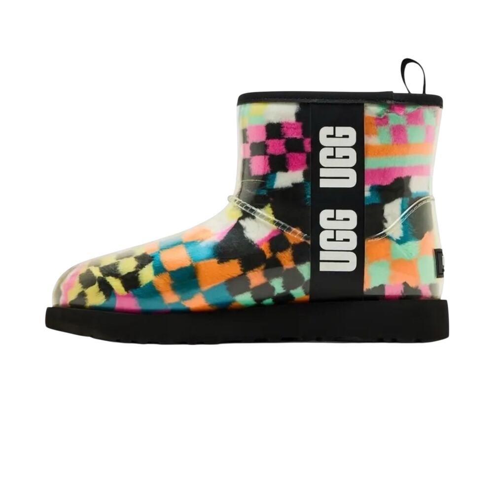 New! UGG Women's Classic Clear Mini Multi-Color Checkerboard Boots - Size 7 - Picture 2 of 16